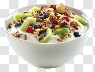 Food Bowl - Bowl Of Yogurt Topped With Fruits And Granola Transparent PNG
