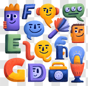 Cute Emoji - Colorful Cartoon Alphabet Illustration Transparent PNG