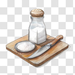 Salt Shaker - Salt Shaker On Cutting Board Transparent PNG