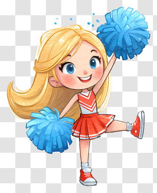Cartoon Cheerleader Girl - Energetic Cheerleader Cartoon Transparent PNG