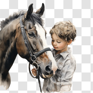 National I Love Horses Day - Child Bonding With Horse Illustration Transparent PNG
