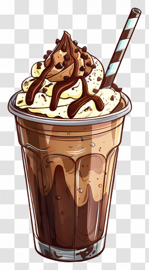 Frappuccino - Chocolate Milkshake With Whipped Cream Transparent PNG