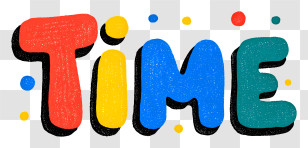Word Time - Colorful Time Text For Scheduling Transparent PNG