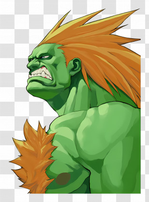 Blanka - Green Monster With Orange Hair Transparent PNG