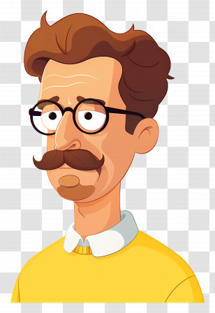 Ned Flanders - Cartoon Man With Glasses And Mustache Illustration Transparent PNG