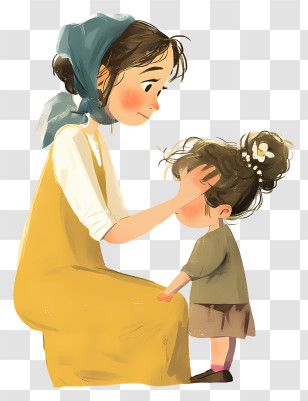 Mother Combing Daughter Hair - Tender Moment Between Mother And Child Transparent PNG