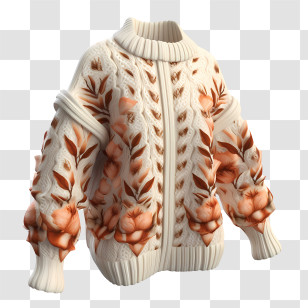 Christmas Sweater - Floral-Patterned Knitted Sweater Design Transparent PNG