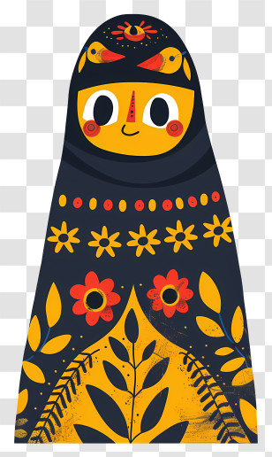 Art - Decorative Doll With Floral Patterns Illustration Transparent PNG