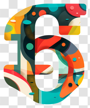Number 6 - Colorful Artistic Number 6 Transparent PNG
