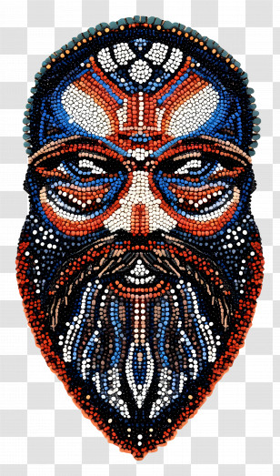 African Artist - Intricate Beaded Face Art Transparent PNG