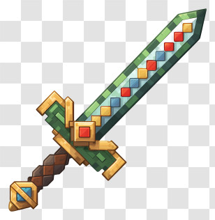Minecraft Sword - Pixelated Sword With Colorful Gems Transparent PNG