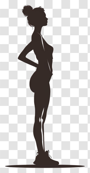 Girl Silhouette - Silhouette Of A Woman Standing In Profile Transparent PNG