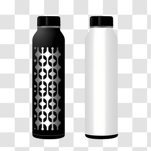 Water Bottle - Black And White Design Thermos Bottles Transparent PNG