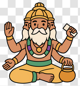 Brahma - Three-Headed Mythic Sage Transparent PNG