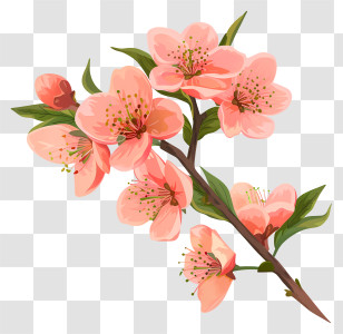 Peach Blossom - Pink Flowering Branch In Bloom Transparent PNG