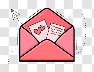 Mail - Pink Envelope With Love Notes Transparent PNG
