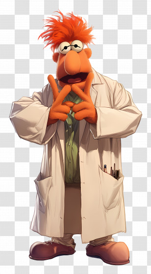 Beaker - Quirky Cartoon Scientist In Lab Coat Transparent PNG