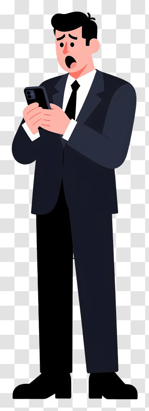 Businessman Payment Shock - Surprised Man Checking Phone Transparent PNG