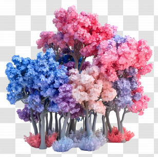 3d Forest - Colorful Trees In Vibrant Forest Transparent PNG