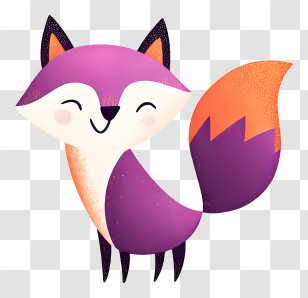 Cute Fox - Purple Cartoon Fox Illustration Transparent PNG
