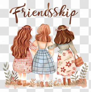 Vintage Clothing - Three Friends Embracing Transparent PNG