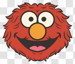 Elmo - Red Furry Cartoon Character Face Transparent PNG