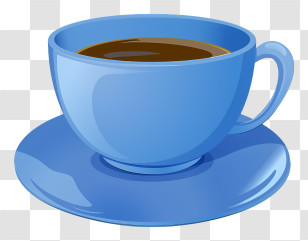 Coffee - Blue Coffee Cup With Saucer Transparent PNG