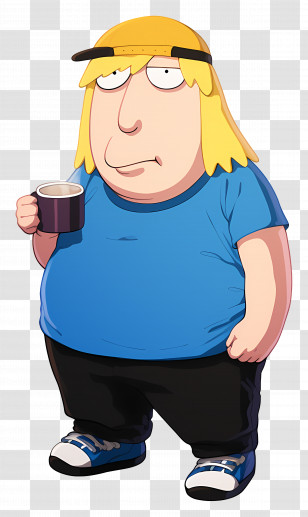 Chris Griffin - Cartoon Character Holding A Cup Transparent PNG