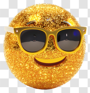 Sparkle - Golden Glitter Emoji With Sunglasses Transparent PNG