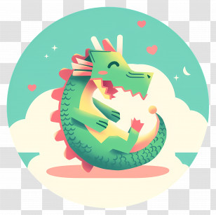 Cartoon Chinese Dragon - Happy Dragon In The Clouds Transparent PNG
