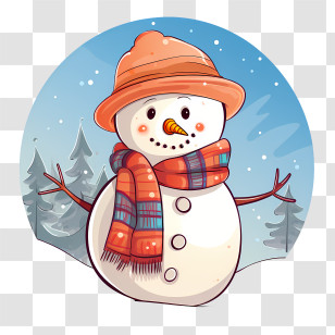Snowman - Cartoon Snowman In Winter Wonderland Transparent PNG