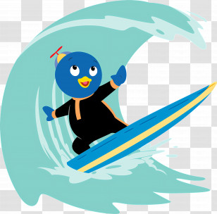 Backyardigans - Surfing Penguin On A Wave Transparent PNG
