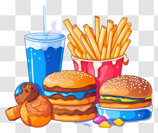 Fast Food - Cartoon Fast Food Set Transparent PNG