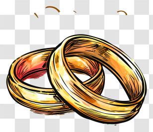 Wedding Rings - Illustration Of Gold Wedding Rings Transparent PNG