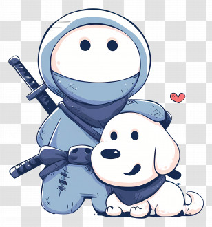 Cute Cartoon Ninja - Ninja And Dog Duo Transparent PNG
