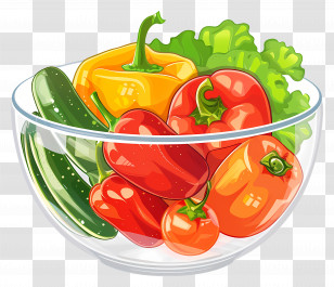 Vegetables In Glass Bowl - Fresh Vegetables In Glass Bowl Illustration Transparent PNG
