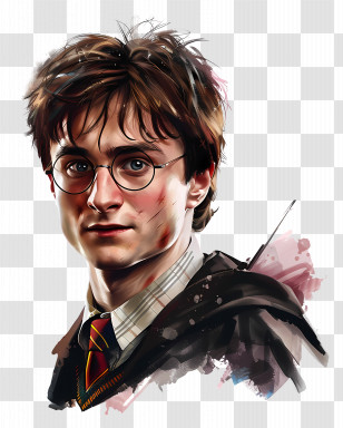 Harry Potter - Illustrated Young Male Character With Glasses Transparent PNG