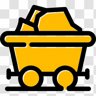 Coal Miner - Yellow Mining Cart With Ore Transparent PNG