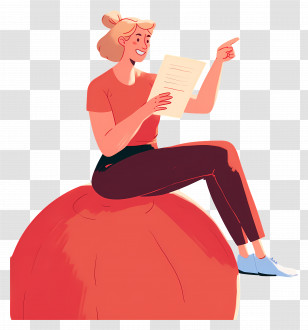 Sitting Girl - Woman Reading On A Bean Bag Transparent PNG