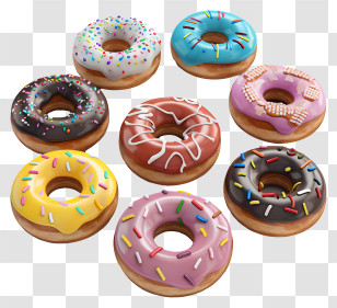 Glazed Doughnuts - Colorful Assorted Glazed Donuts Transparent PNG