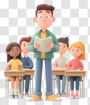 Student Reading Aloud To The Class - Teacher Leading Class With Students Transparent PNG