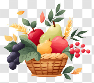Fruits Vegetables Harvest Basket - Autumn Harvest Fruit Basket Transparent PNG