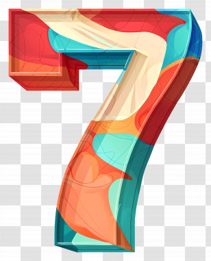 Number 7 - Stylized Number Seven With Vibrant Colors Transparent PNG