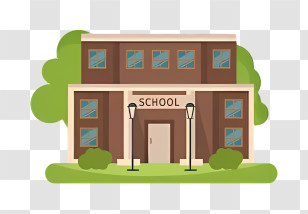 Cartoon School - School Building Illustration For Education Concepts Transparent PNG