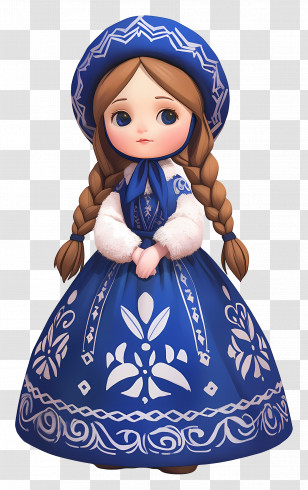Russian Doll - Traditional Doll In Blue Dress Transparent PNG