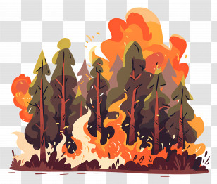 Forest On Fire - Forest On Fire With Burning Trees Transparent PNG