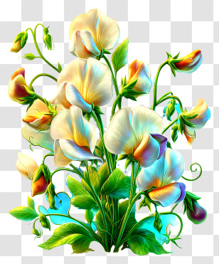 Radiant Flower Art - Vibrant Sweet Pea Flower Illustration Transparent PNG