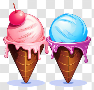 Ice Cream Cones - Delicious Ice Cream Cones With Toppings Transparent PNG