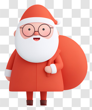 Santa Claus Carrying Large Sack - Cute Minimalist Santa With Sack Transparent PNG