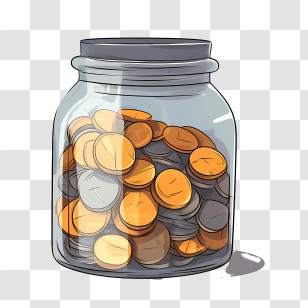 World Thrift Day - Jar Filled With Coins Transparent PNG